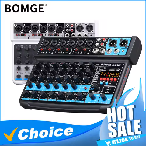 DJ sound console 8 channel audio mixer Line Mixer DC 5V with MP3 Bluetooth 48V 24DSP effects USB rec