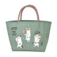 Kusuguru Japan 日本眼鏡貓 保溫保冷拉鍊鋁箔午餐袋 內有隔袋-綠