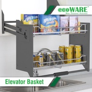ecoWARE Up And Down Storage Kit Elevator Basket Kitchen Cabinet Pull Out Lift Basket