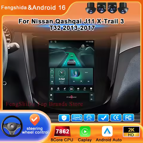 9.7 inch Android 16 For Nissan Qashqai J11 X-Trail 3 T32 2013-2017 Multimedia Video Player Car Radio