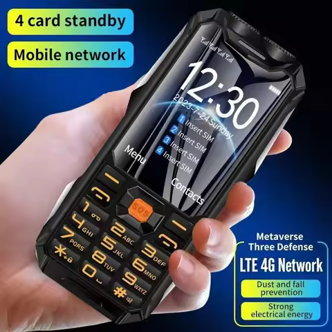 YEEMI Q9-1 LTE 4G Mobile Phone 4 SIM Cards Rugged Bar Cellphone 3.5'' HD Display Big Battery Loud Vo