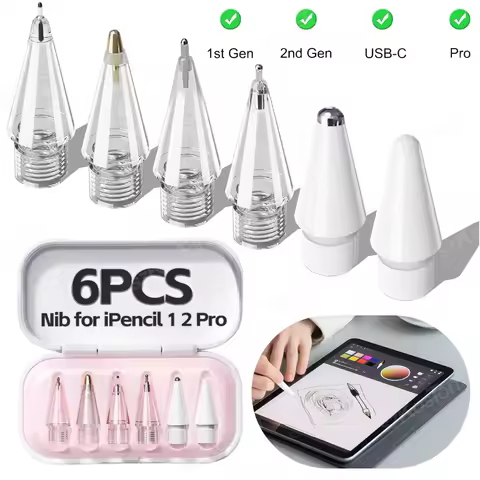 6PCS Replacement Pencil Tips for Apple Pencil Pro/ 2nd Gen/ 1st Gen/USB C Smooth Writing Drawing for