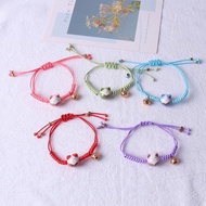 Acc Market88 DIY Lucky Cat Rope Bracelet Maneki Neko Ceramic Bells