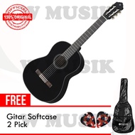 HITAM Yamaha Acoustic Guitar C 40/C40 - Black+Softcase &amp; 2 Pick bT~481