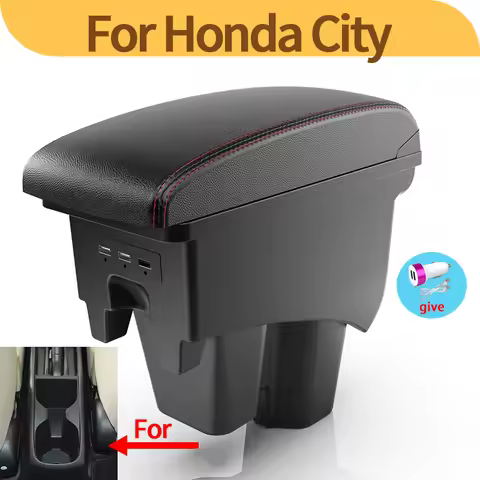 For Honda City Armrest Box For Honda New City Car Armrest Heighten Double layer Storage box Retrofit
