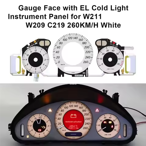 260KM/H White Gauge Face With EL Cold Light Instrument Panel For Mercedes Benz W209, W211, C219