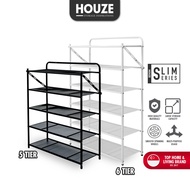 HOUZE - SLIM 70CM Monochrome 4 Tier | 5 Tier | 6 Tier Steel Shoe Rack - Black | White [Storage | Org