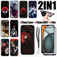2 IN 1 Casing For Redmi A3 Phone Case with Screen Protector Curved Ceramic Film Naruto Design