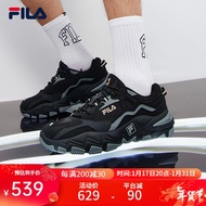 FILA 斐乐跑步鞋男鞋2023年秋季休闲鞋运动鞋撞色轻便掠夺者 黑/中灰-BM 39