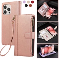 Zipper Wallet Case for OPPO A5i A60 A98 A79 A58 A78 A16 A54 A53 A33 A92 A52 A57 A77 A17 A17k Women L
