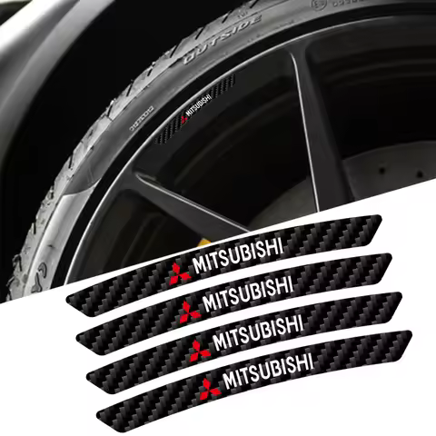 4Pcs Car Hub Rim Decal Stickers Accessories For Mitsubishi 9 Ralliart EX L200 Colt Outlander Pajero 