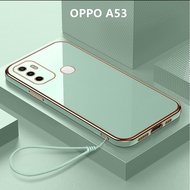 Casing OPPO A53 Case Lanyard Plating Cover Soft TPU Phone Case OPPO A53