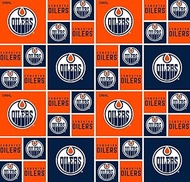 Edmonton Oilers Fabric – Officially Licensed NHL Edmonton Oilers Cotton Quilting Fabric by Sykel Ent