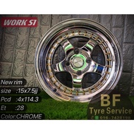 🔥work s1 🔥super chrom 15x7.5jj 4x114.3 Et28 New rim johorbaru