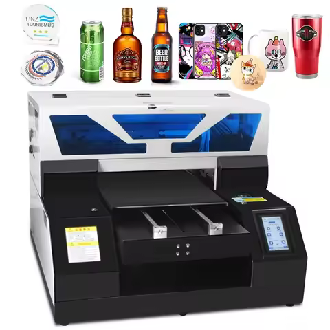 VEVOR A3 UV Bottle Printing For Phone Case Glass Wood Acrylic A4 UV Flatbed Printer Sticker Label Pr