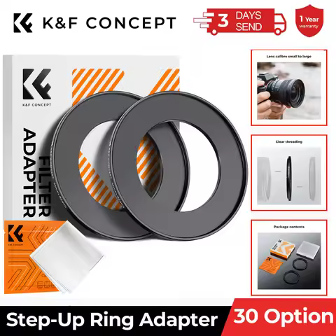 K&F CONCEPT Step Up Ring Aviation-grade Aluminum Filter Adapter Ring 2-pack Cleaning Cloth Lens Ring