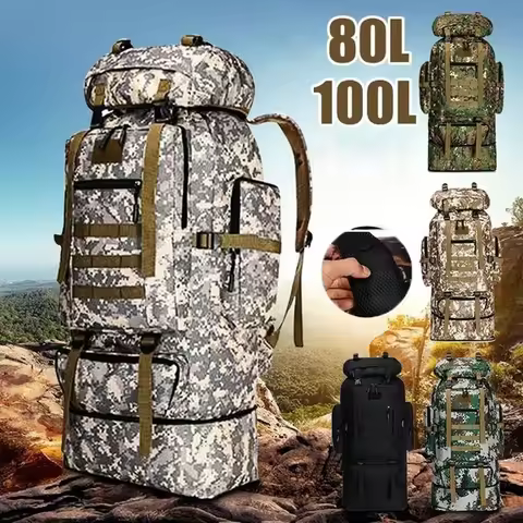 80L/100L Mountaineering Bag Climb Bag Tactical Backpacks Large Backpack Outdoors Hiking Camping Trav