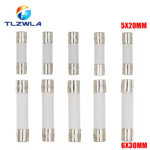 100PCS 5X20MM 6X30MM Fast Blow Ceramic Fuse 5*20mm 250V 0.1A 0.25A 0.5A 1A 1.5A 2A 2.5A 3A 3.15A 4A-