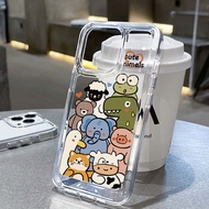 Compatible for IPHONE 6s 7 8 PLUS X XS XR 11 12 13 14 15 MAX PRO zoo pattern transparent Acrylic TPU