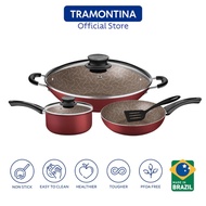 Tramontina Paris Texture 6 Piece Non Stick Cookware Set, Gas/Electric (Wok/Sauce/Pan/Deep/Frying/Spa