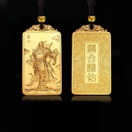 Gold-plated copper pendant - Old Bodhisattva