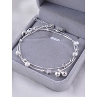 gelang bracelet for woman Sterling Silver Double-Layer Star Bell Anklet Female 2023 New Style High-E