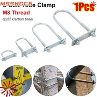 MSSUGC6 1Pcs Pipe U-clamp, Galvanized Q235 Carbon Steel With Baffle M8 Round Tube Clamp, Durable Scr