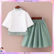 Summer New Chinese Style Tang Costume Han Costume Antique Small Girls and Teen Girls Three-Quarter S
