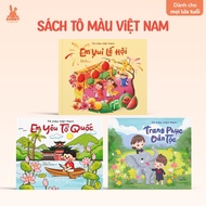 Combo of 3 Vietnamese coloring books: I Happy Festivals + I Love the Fatherland + National Costumes