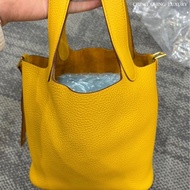 🌈Hermes💛Picotin 18💛琥珀黃色金扣🌈99新🌟picotin🌟菜籃子🌟愛馬仕🌟