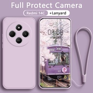 Redmi 14C Casing Redmi 13C 13 12C 12 Case Soft Liquid Silicone Full Cover Camera Free Lanyard Xiaomi