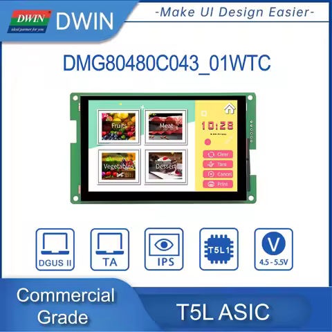 DWIN 4.3 Inch TFT LCD Module 800*480 Pixel Commercial Touch Screen TTL Smart Didplays HMI DMG80480C0