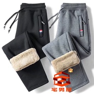 Flame Clothing Autumn Winter Lamb Fleece Lining Men's Long Pants Necked Korean Version Large Size 5X