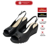 Sandal đế xuồng 8cm đính sequin KOSU 24011 Sandan hở mũi siêu nhẹ chống thấm nước trơn trượt chính h