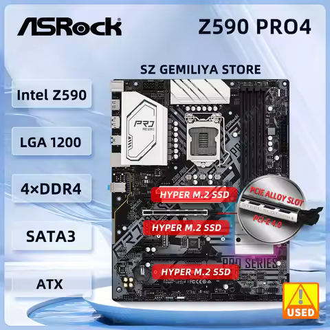 ASRock Z590 Pro4 Motherboard Z590 motherboard LGA 1200 for Intel 10th/11th Gen 10900K 11700K PCIe 4.