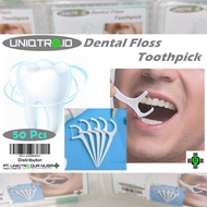 Toothpick + Dental Floss, Uniqtro Dental Floss Toothpick 2in 1
