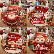 CHAMPIONO Christmas Round Mat, Polyester Snowman Cartoon Round Rug, Cute Design Snowflake Print Anti