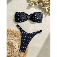 Peachy bikini - White polka dot beach bikini