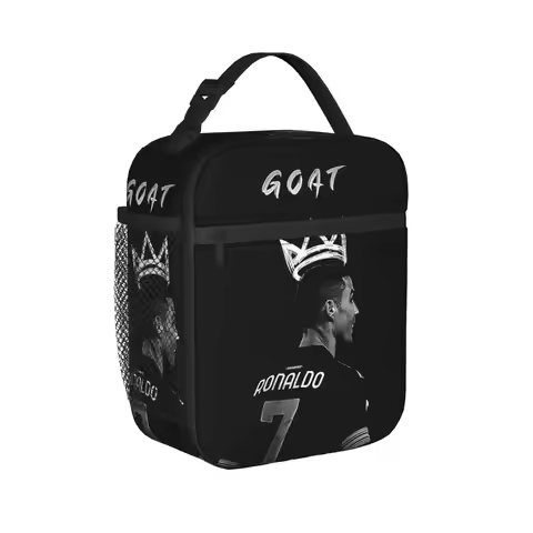 Siuuuuuu Ronaldos Cr7 Football Insulated Lunch Bag Thermal Bag Meal Container Soccer Large Tote Lunc