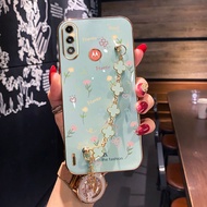 YBD Electroplated Full Screen Flowers Phone Case for Motorola Moto E7 Plus E7 Power E7i Power with A