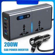 【12V/24V ใช้ได้】car inverter 12v to 220v ทนกำลังไฟ200 วัตต์ PD30W -USB A 3 port -type C 1 port รองรั