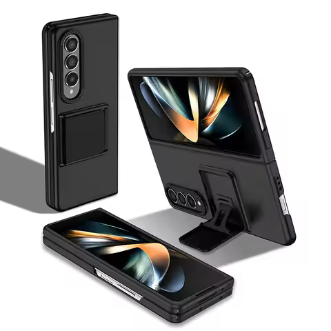 For Galaxy Z Fold 6 5 4 Case With Built-in Kickstand Bracket Camera Protection Anti Scratch Case Bla