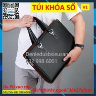 Office leather bag bag high-end office work V1 black with number lock denle1