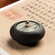 Regular Jade Ink Stone with Cap, Mini Palm Anti-Evaporation Calligraphy, Multi-C Handheld Exquisite 
