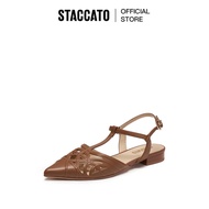 Staccato T-Strap Patent Slingback Flats - Brown (EJ401-BRO)