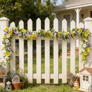 NEDFS Artificial Pansy Vines, UV Resistant Hanging Flower Wreath Eucalyptus Leaf Garland, Backdrop D