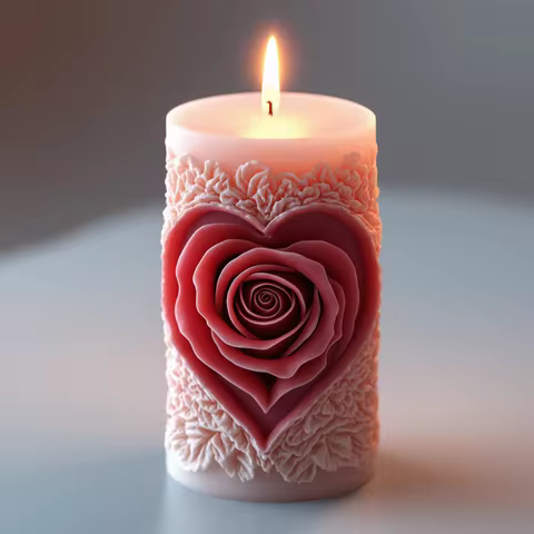 3D Embossed Heart Design, Detailed Design, Handmade Gift, Rose Design Candle Mold, Perfect for Makin