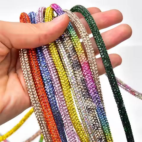 10-50 Yards Sparkling Rhinestone Cord 4/6mm for DIY Clothing Shoes Bags Hats Wedding Party Decoratio