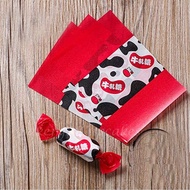 50 pcs Red Cow Print Nougat Paper Wrapper Kertas Nougat 牛扎糖精美包装纸