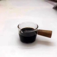 日式玻璃木柄單嘴沒刻度小奶濃縮拿鐵意式咖啡小量杯有現貨